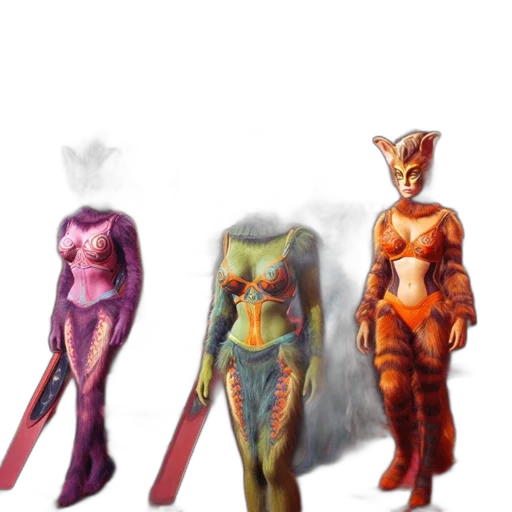 concept art, comic book art, 3d render, fantasy art, outer space, colorful, neon, five transparent PNG cut-out