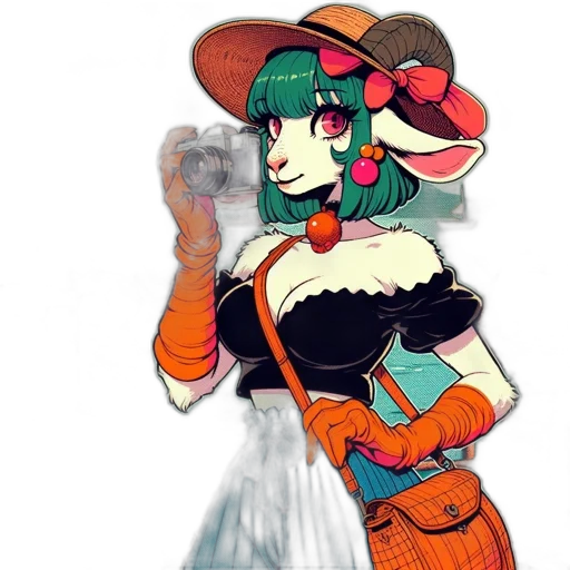 dress, hat, staff, flower, concept art, fantasy art, watercolor, pixel art transparent PNG cut-out