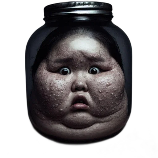 bottle, face, dress, mask, photorealistic, concept art, 3d render, individual transparent PNG cut-out