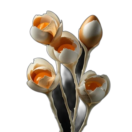 flower, crown, jewelry, staff, 3d render, photorealistic, concept art, eggshells transparent PNG cut-out