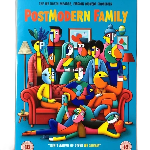 colorful, dvd, blu-ray, cover, featuring, stylized, abstract, family transparent PNG cut-out