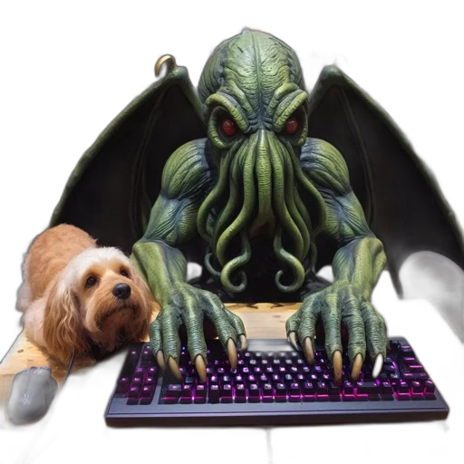 creature, animal, dragon, pixel art, 3d render, concept art, fantasy art, cthulhu transparent PNG cut-out