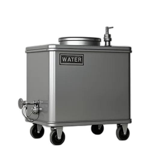 robot, 3d render, large, metallic, rectangular, container, lid, placed transparent PNG cut-out