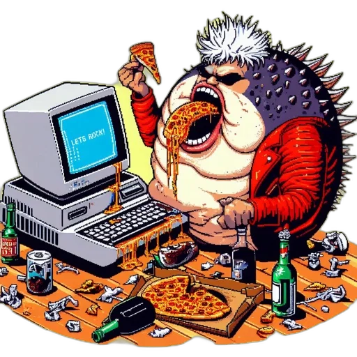 dragon, food, animal, robot, pixel art, cyberpunk, vaporwave, concept art transparent PNG cut-out
