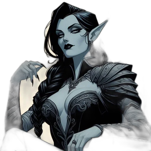 fantasy art, comic book art, concept art, pixel art, dark, monochrome, elven, character transparent PNG cut-out