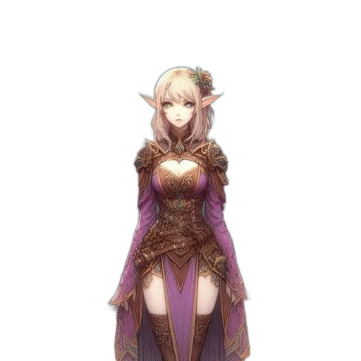 dress, dragon, staff, crown, fantasy art, concept art, pixel art, anime transparent PNG cut-out