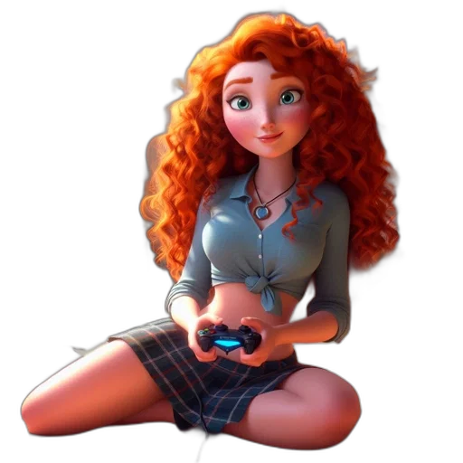 dress, jewelry, staff, cartoon, concept art, 3d render, fantasy art, underwater transparent PNG cut-out