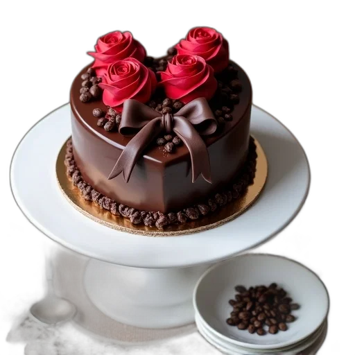 food, crown, 3d render, photorealistic, chocolate, cake, heart-shaped, top transparent PNG cut-out