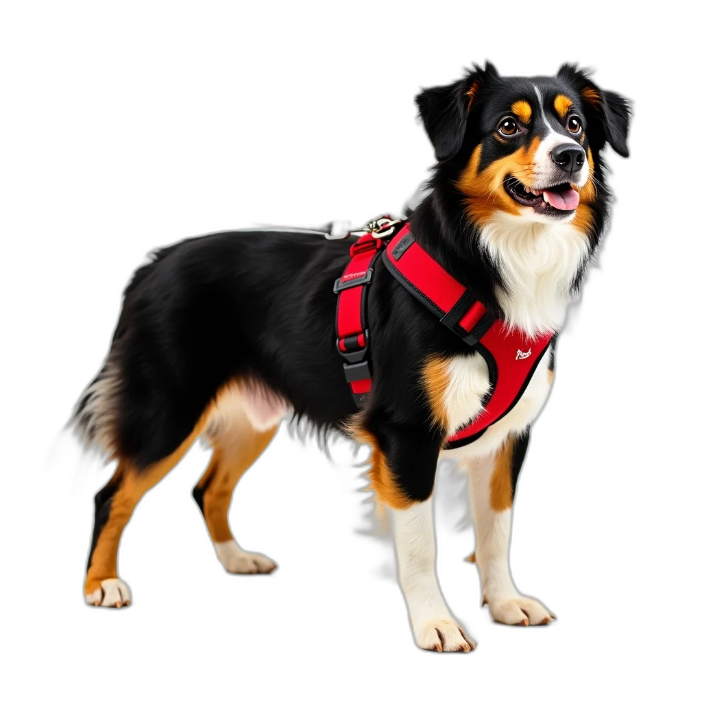 animal, staff, jacket, 3d render, photorealistic, tricolor, dog, black transparent PNG cut-out