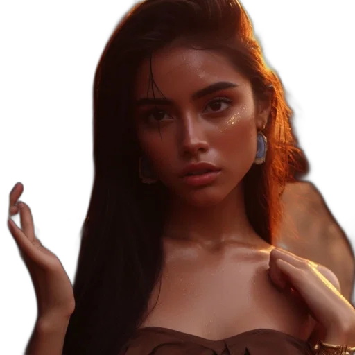dress, jewelry, face, hair, photorealistic, fantasy art, concept art, oil painting transparent PNG cut-out