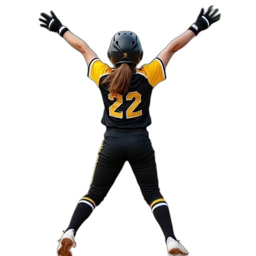 young, female, baseball, player, celebrating, run, field, wearing transparent PNG cut-out