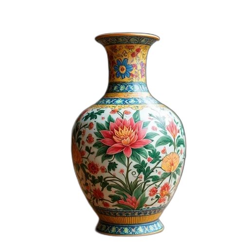 bottle, flower, photorealistic, 3d render, oil painting, colorful, ceramic, vase transparent PNG cut-out
