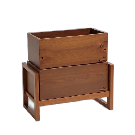 furniture, 3d render, stack, two, identical, rectangular, wooden, planters transparent PNG cut-out