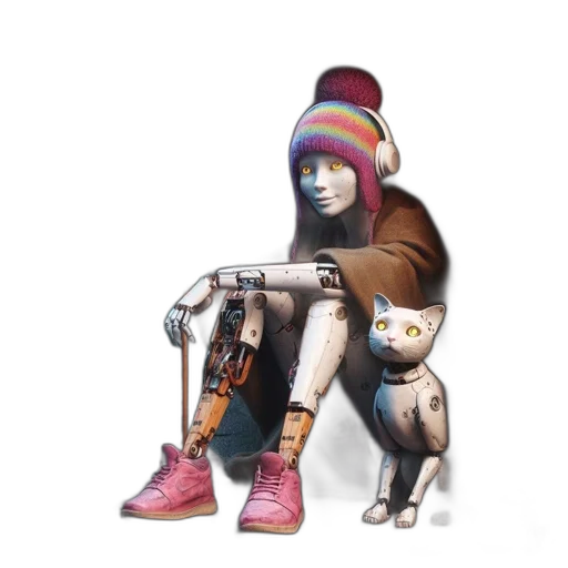 robot, jacket, mask, animal, cyberpunk, concept art, pixel art, 3d render transparent PNG cut-out