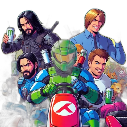comic book art, concept art, pixel art, cartoon, five, characters, including, figures transparent PNG cut-out