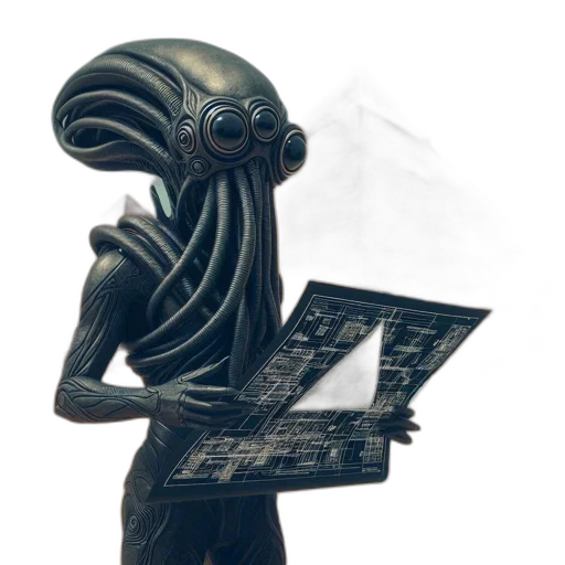 mask, creature, robot, staff, concept art, 3d render, fantasy art, comic book art transparent PNG cut-out