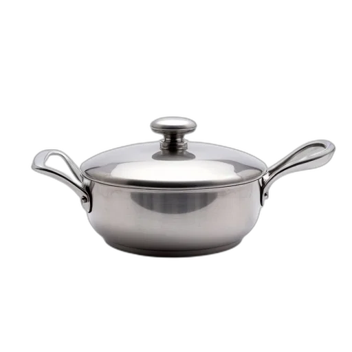 food, 3d render, photorealistic, stainless, steel, pot, pan, set transparent PNG cut-out