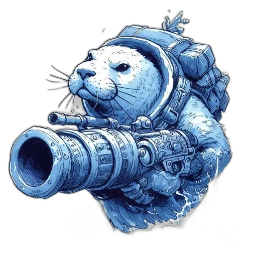 robot, weapon, animal, staff, concept art, watercolor, photorealistic, comic book art transparent PNG cut-out