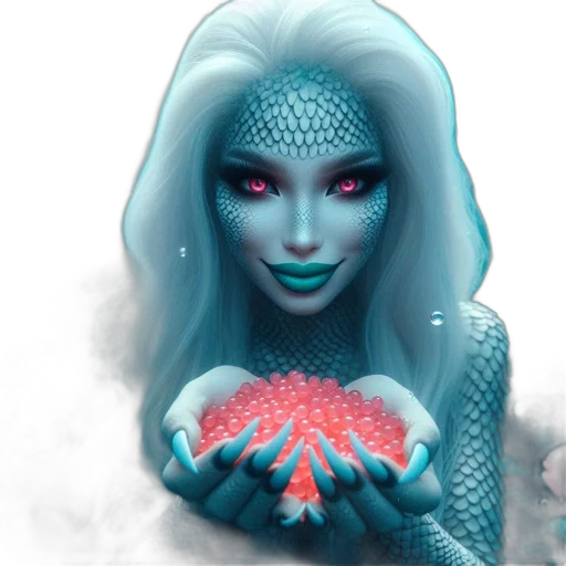 creature, mask, jewelry, fantasy art, concept art, 3d render, vaporwave, underwater transparent PNG cut-out