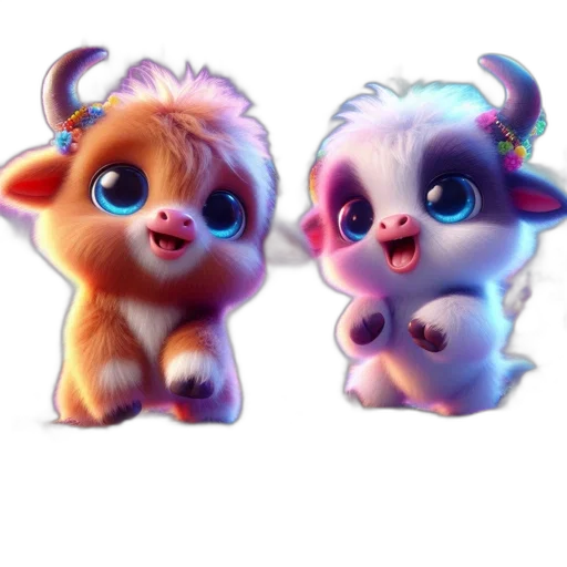 fantasy art, concept art, 3d render, photorealistic, two, fantastical, accessorized, oxen-like transparent PNG cut-out