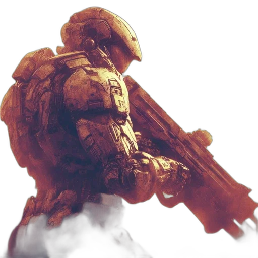 robot, weapon, face, creature, concept art, 3d render, pixel art, photorealistic transparent PNG cut-out