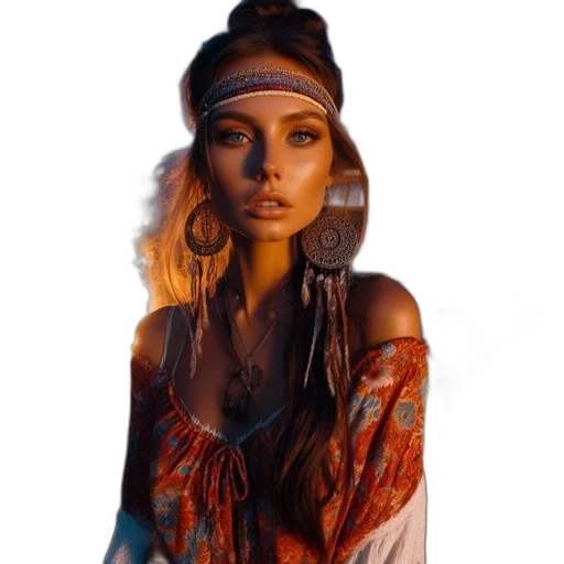 jewelry, dress, face, hat, photorealistic, fantasy art, oil painting, concept art transparent PNG cut-out