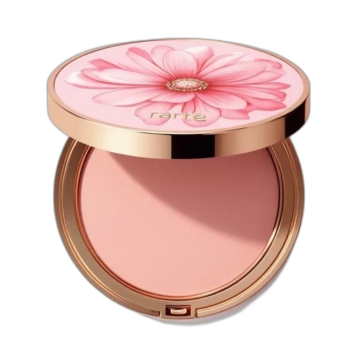 compact, powder, pink, floral, design, lid, matching, inside transparent PNG cut-out