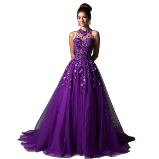 dress, dark, colorful, woman, wearing, purple, evening, gown transparent PNG cut-out