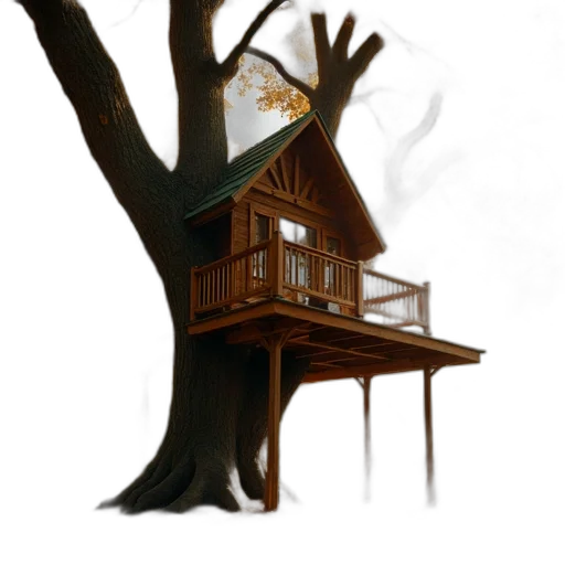furniture, building, tree, concept art, 3d render, photorealistic, fantasy art, forest transparent PNG cut-out