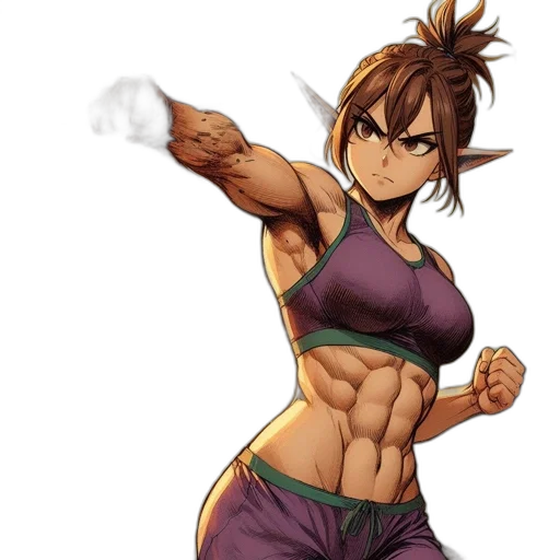 anime, pixel art, concept art, fantasy art, fire, animated, elf-like, female transparent PNG cut-out