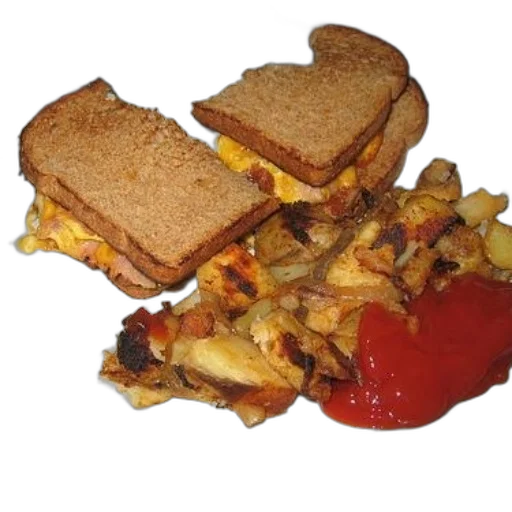 food, crown, photorealistic, plate, two, sandwiches, side, potatoes transparent PNG cut-out