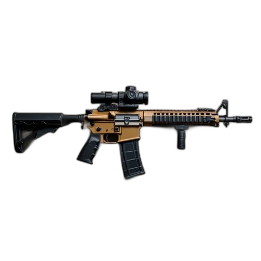 weapon, 3d render, rifle, flat transparent PNG cut-out