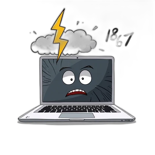 stylized, illustration, laptop, cracked, screen, showing, face, sad transparent PNG cut-out