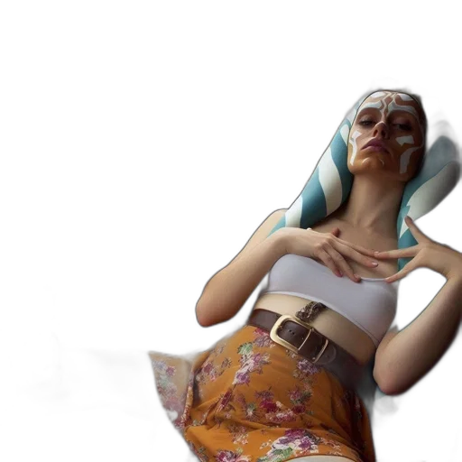 mask, dress, robot, jewelry, 3d render, concept art, cyberpunk, vaporwave transparent PNG cut-out