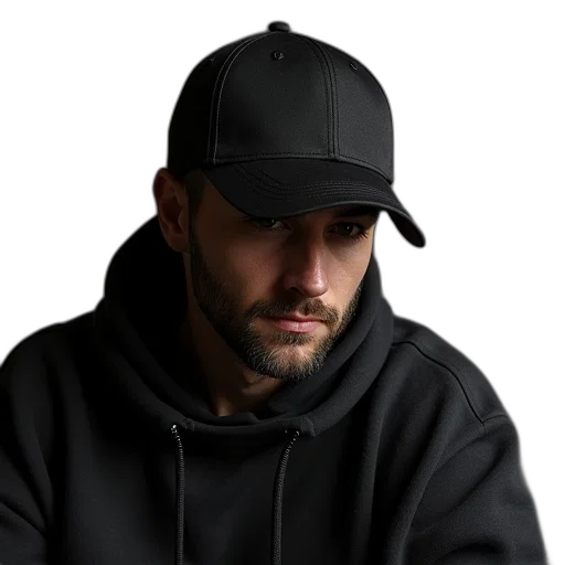 jacket, hat, face, staff transparent PNG cut-out