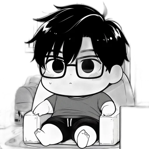 cartoon, anime, concept art, comic book art, monochrome, illustrated, scene, features transparent PNG cut-out