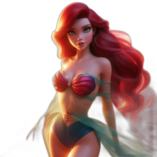 fantasy art, concept art, comic book art, photorealistic, underwater, red, colorful, digital transparent PNG cut-out