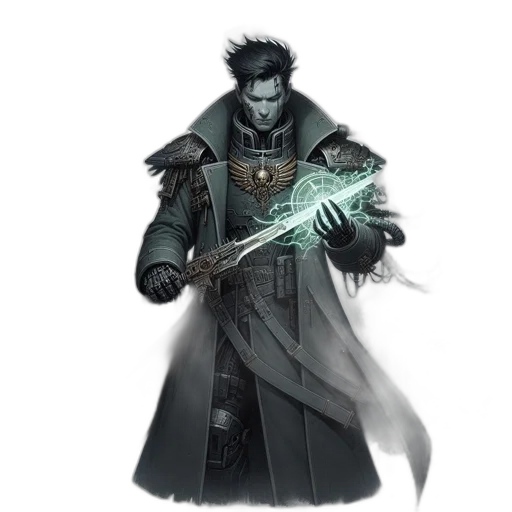 staff, sword, jacket, weapon, concept art, fantasy art, comic book art, pixel art transparent PNG cut-out