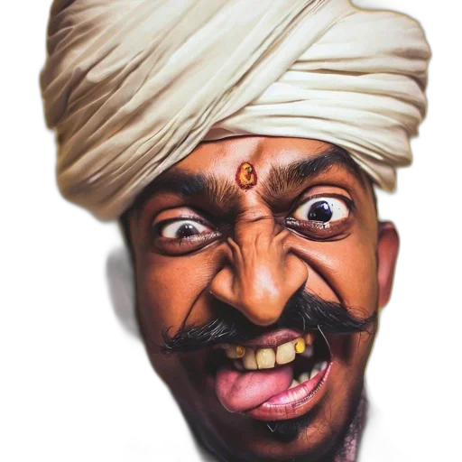 face, mask, hat, staff, photorealistic, cartoon, concept art, watercolor transparent PNG cut-out