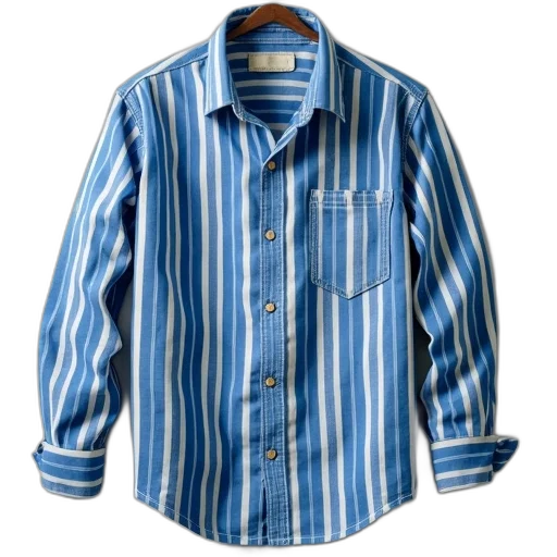 jacket, blue, fishing, shirt, long, sleeved, white, striped transparent PNG cut-out