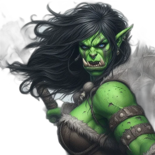 fantasy art, concept art, comic book art, photorealistic, green, imposing, orc, warrior transparent PNG cut-out