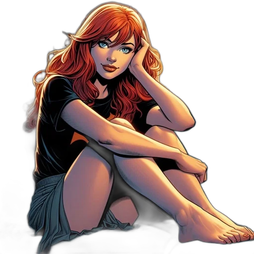 comic book art, fantasy art, concept art, cartoon, female, character, red, hair transparent PNG cut-out