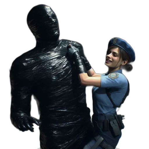 staff, jacket, weapon, face, concept art, 3d render, photorealistic, dimly transparent PNG cut-out