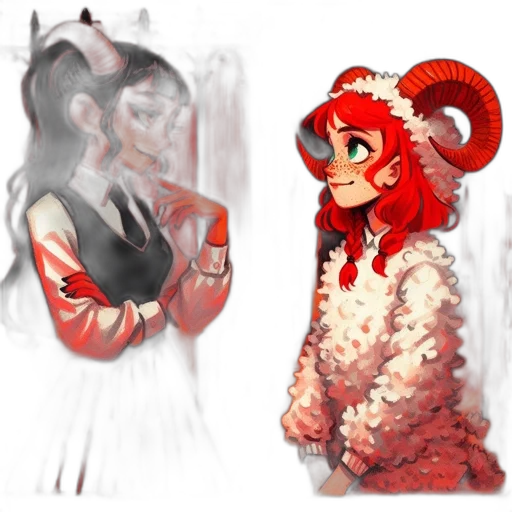 concept art, pixel art, fantasy art, anime, red, monochrome, two, animated transparent PNG cut-out