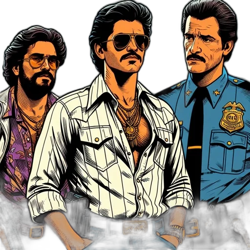 comic book art, concept art, cartoon, three transparent PNG cut-out