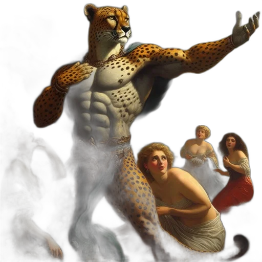 creature, animal, concept art, fantasy art, comic book art, photorealistic, fire, cheetah transparent PNG cut-out