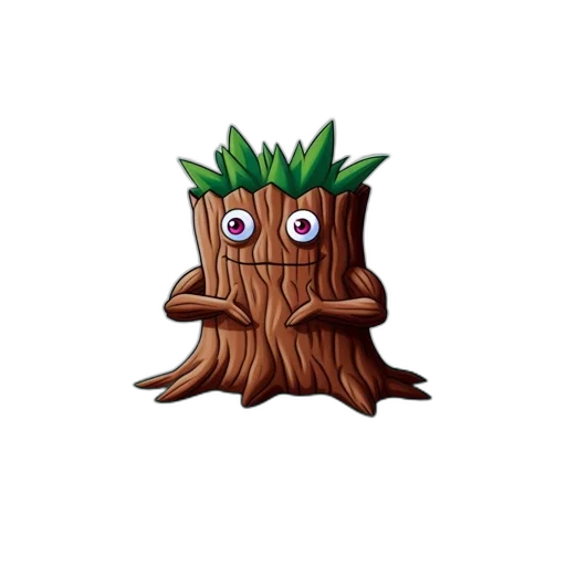 tree, crown, creature, face, pixel art, concept art, 3d render, custom-made transparent PNG cut-out