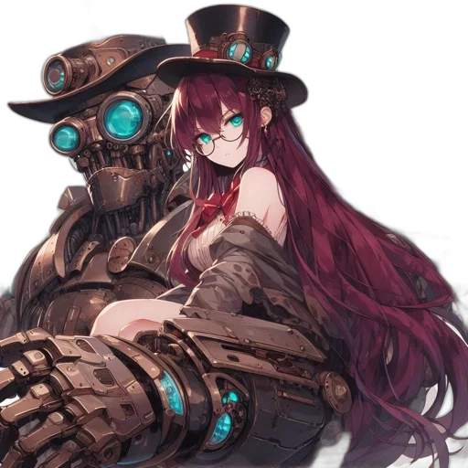 robot, weapon, crown, mask, cyberpunk, concept art, fantasy art, anime transparent PNG cut-out