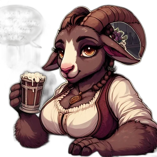 staff, pixel art, fantasy art, concept art, anthropomorphic, goat-like, creature, seated transparent PNG cut-out