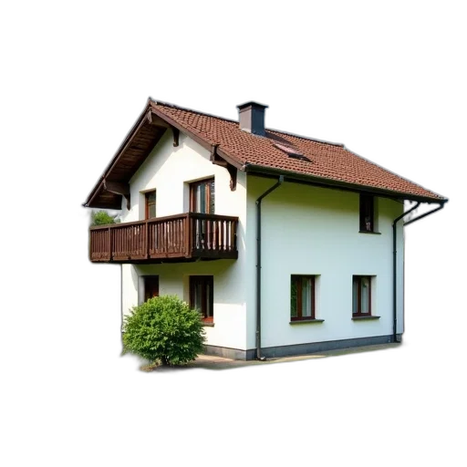 building, furniture, face, umbrella, 3d render, photorealistic, concept art, two-story transparent PNG cut-out